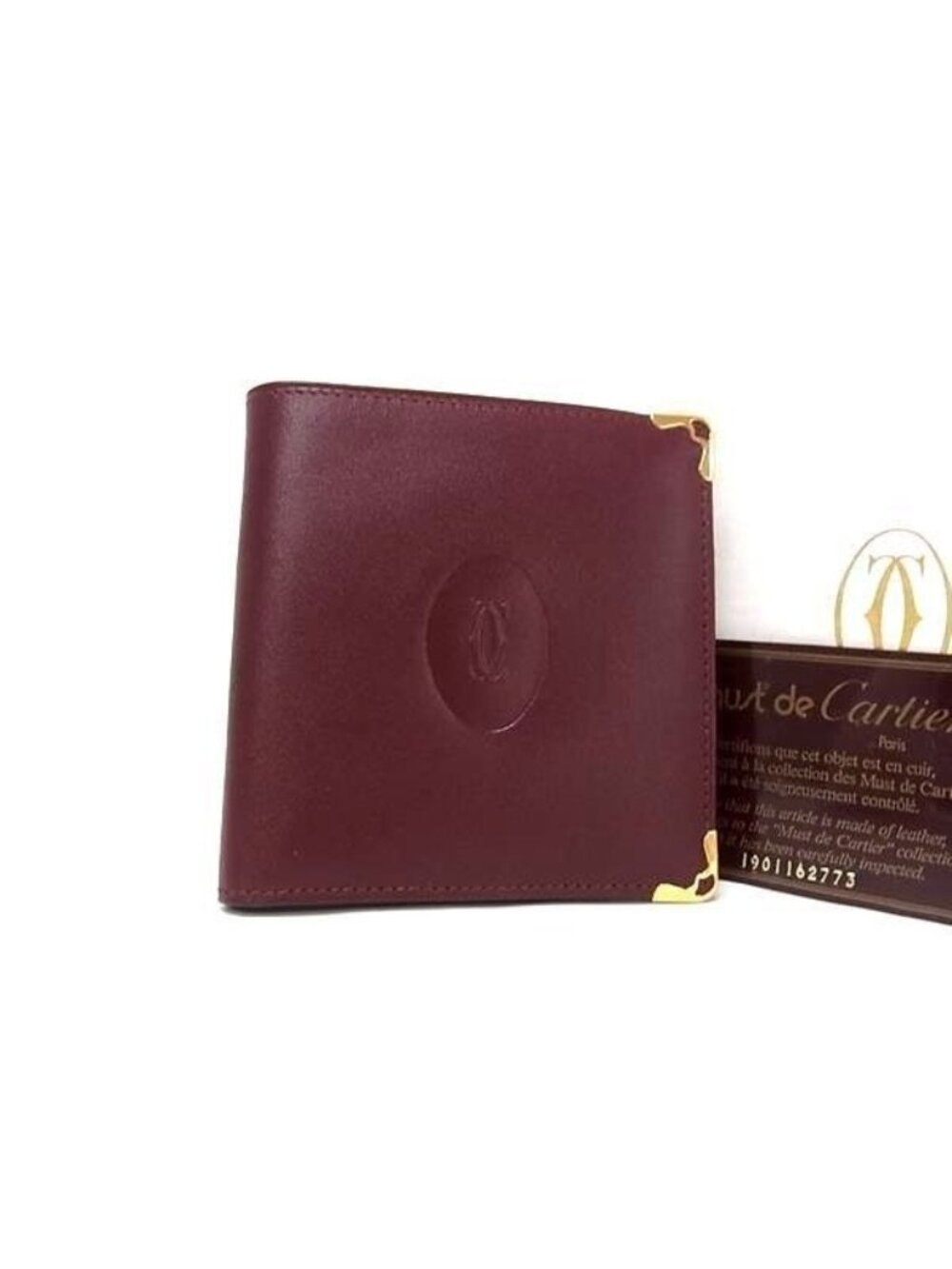 Cartier Bifold Wallet Must Line Bordeaux Calfskin Gold